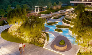 На территории клубного дома «Река» появится двор-оазис с водным садом