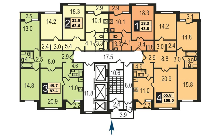 П3м планировка квартир с размерами | Типовая серия домов п 3м планировки